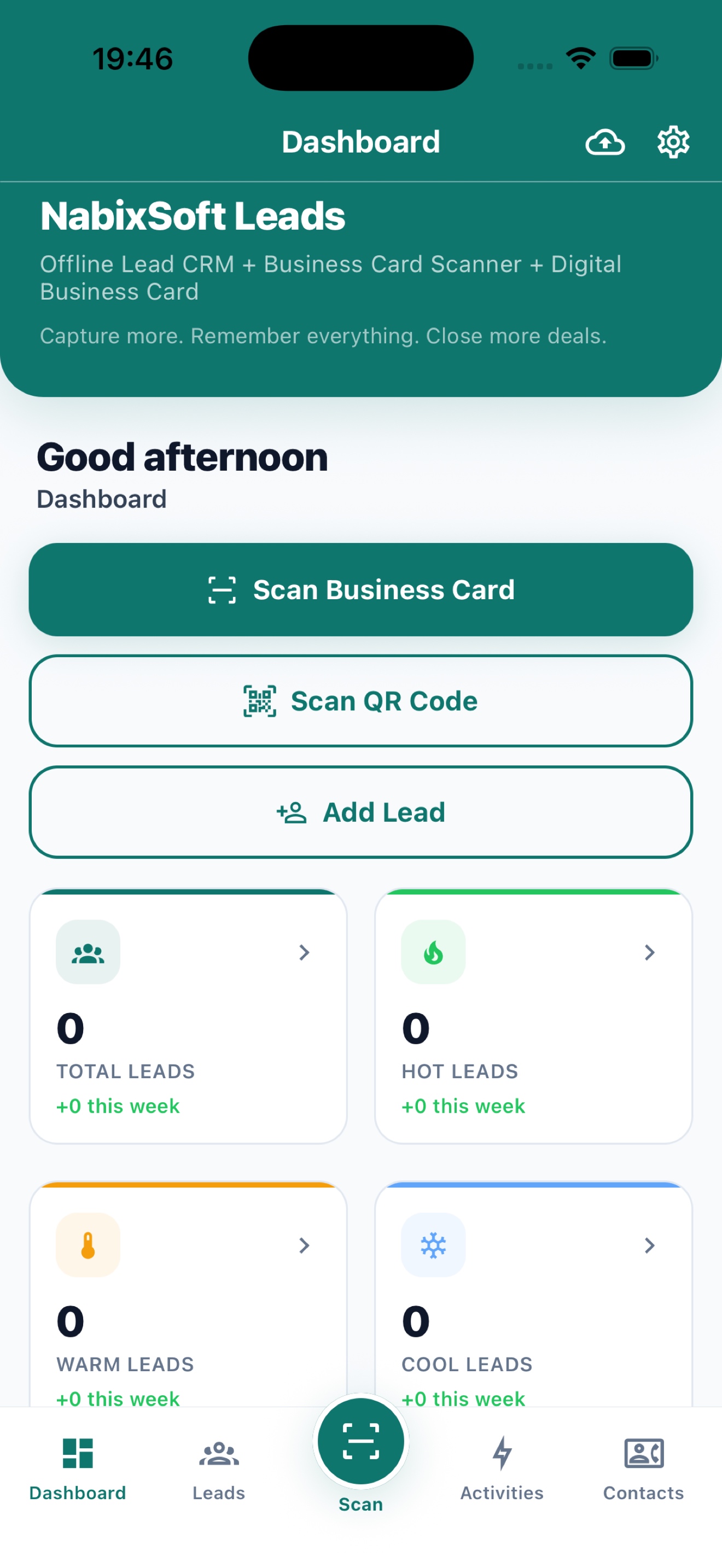 NabixSoft Leads dashboard showing the day's prospects and activity